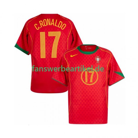 Cristiano Ronaldo 17 Retro Trikot Portugal Herren Heimausrüstung 2004 Kurzarm