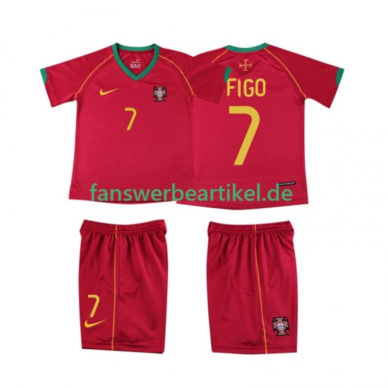 FIGO 7 Retro Trikot Portugal Kinder Heimausrüstung 2006 Kurzarm