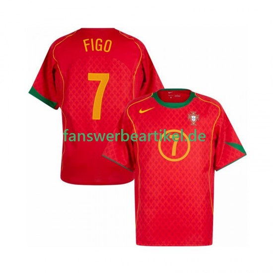 Figo 7 Retro Trikot Portugal Herren Heimausrüstung 2004 Kurzarm