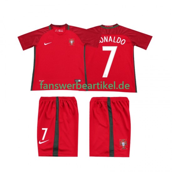 RONALDO 7 Retro 2016 Trikot Portugal Kinder Heimausrüstung Kurzarm