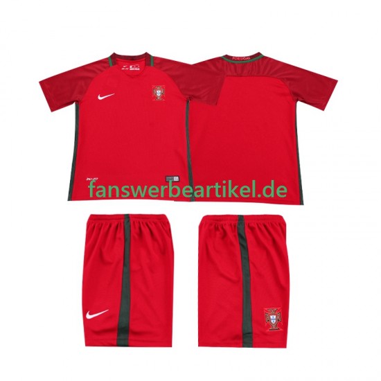 Retro 2016 Trikot Portugal Kinder Heimausrüstung Kurzarm