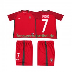 Retro FIGO 7 2016 Trikot Portugal Kinder Heimausrüstung Kurzarm