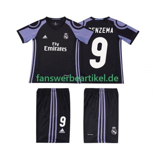 BENZEMA 9 Retro 2016 2017 Trikot Real Madrid Kinder Ausweich ausrüstung Kurzarm