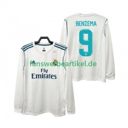 BENZEMA 9 Retro 2017 2018 Trikot Real Madrid Herren Heimausrüstung Langarm
