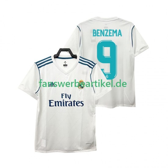 BENZEMA 9 Retro 2017 2018 Trikot Real Madrid Herren Heimausrüstung Kurzarm