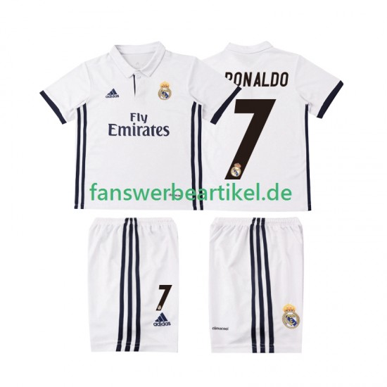 Cristiano Ronaldo 7 Retro 2016 2017 Trikot Real Madrid Kinder Heimausrüstung Kurzarm