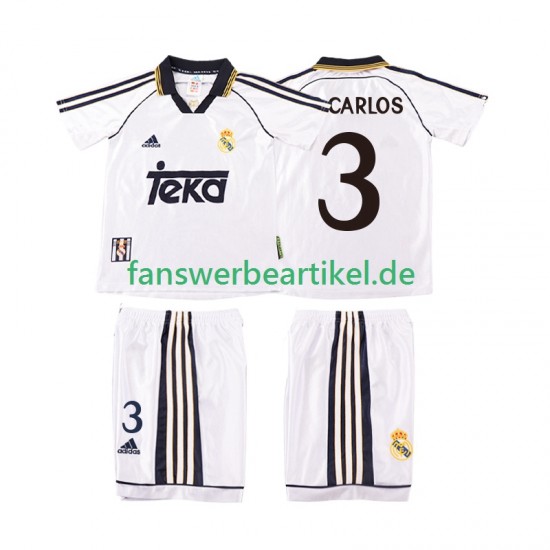 R CARLOS 3 Retro 1998 2000 Trikot Real Madrid Kinder Heimausrüstung Kurzarm