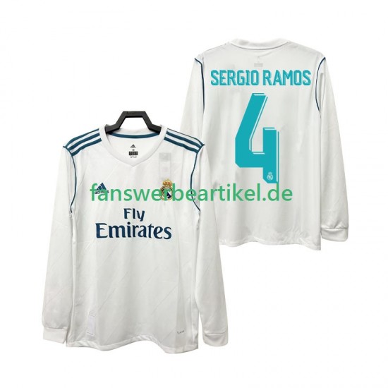 SERGIO RAMOS 4 Retro 2017 2018 Trikot Real Madrid Herren Heimausrüstung Langarm