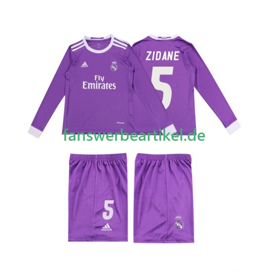 ZIDANE 5 Retro 2016 Trikot Real Madrid Kinder Auswärtsausrüstung Langarm