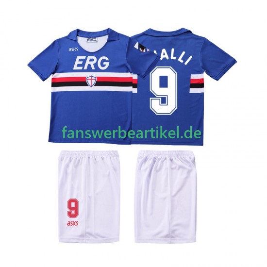 VIALLI 9 Retro 1991 Trikot Sampdoria Genua Kinder Heimausrüstung 1990 Kurzarm