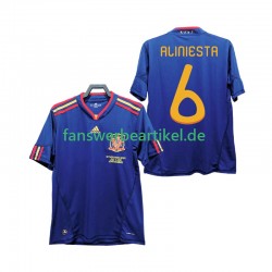 Andres Iniesta 6 Retro Trikot Spanien Herren Auswärtsausrüstung 2010 Kurzarm