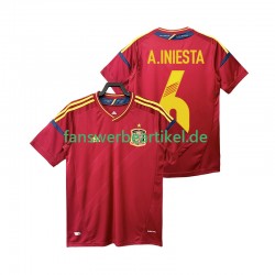 Andres Iniesta 6 Retro 2012 Trikot Spanien Herren Heimausrüstung Kurzarm