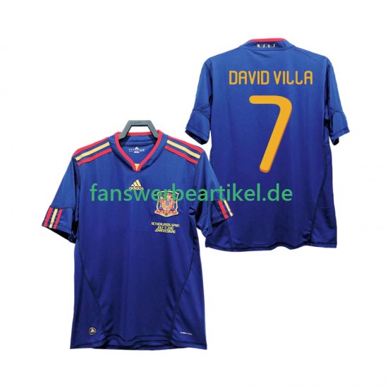 DAVID VILLA 7 Retro Trikot Spanien Herren Auswärtsausrüstung 2010 Kurzarm