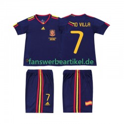DAVID VILLA 7 Retro Trikot Spanien Kinder Auswärtsausrüstung 2010 Kurzarm