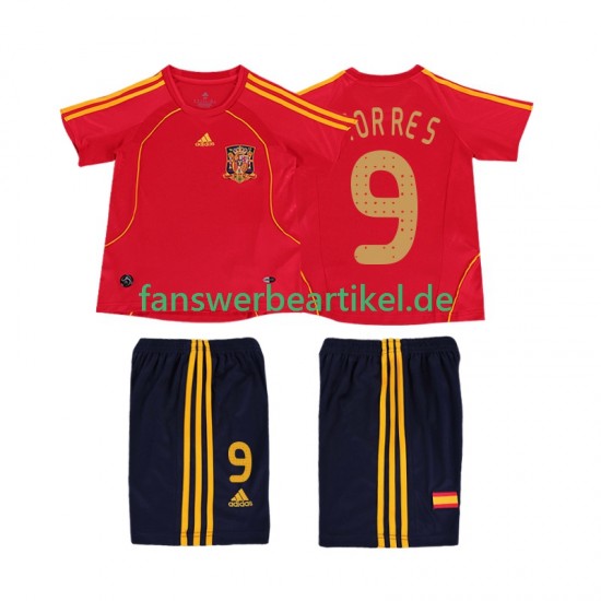 TORRES 9 Retro Trikot Spanien Kinder Heimausrüstung 2008 Kurzarm
