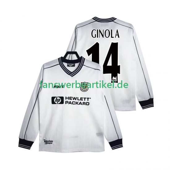 GINOLA 14 Retro 1997 Trikot Tottenham Hotspur Herren Heimausrüstung 1999 Langarm