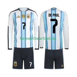 Rodrigo De Paul 7 Trikot Argentinien Kinder Heimausrüstung WM 2026 Langarm