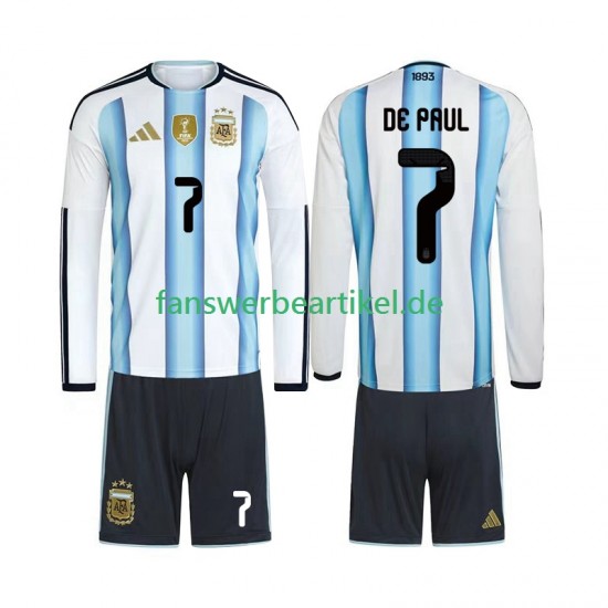 Rodrigo De Paul 7 Trikot Argentinien Kinder Heimausrüstung WM 2026 Langarm