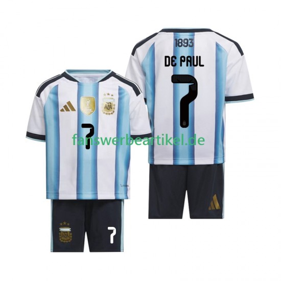 Rodrigo De Paul 7 Trikot Argentinien Kinder Heimausrüstung WM 2026 Kurzarm