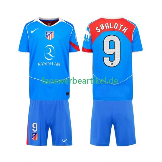 Alexander Sorloth 9 Trikot Atlético Madrid Kinder Ausweich ausrüstung 2025-2026 Kurzarm