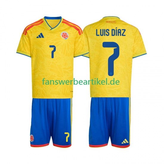 Luis Diaz 7 Trikot Kolumbien Kinder Heimausrüstung WM 2026 Kurzarm