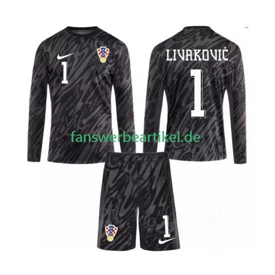 DOMINIK LIVAKOVIC 1 Torwart Trikot Kroatien Kinder Ausweich ausrüstung 2024 Langarm