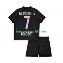 Khvicha Kvaratskhelia 7 Trikot Paris Saint-Germain Kinder Viertes ausrüstung 2025-2026 Kurzarm