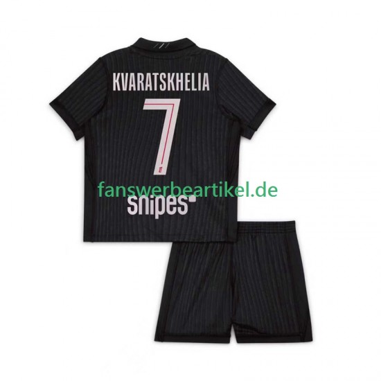 Khvicha Kvaratskhelia 7 Trikot Paris Saint-Germain Kinder Viertes ausrüstung 2025-2026 Kurzarm