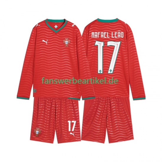 Rafael Leao 17 Trikot Portugal Kinder Heimausrüstung WM 2026 Langarm