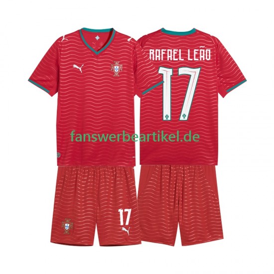 Rafael Leao 17 Trikot Portugal Kinder Heimausrüstung WM 2026 Kurzarm