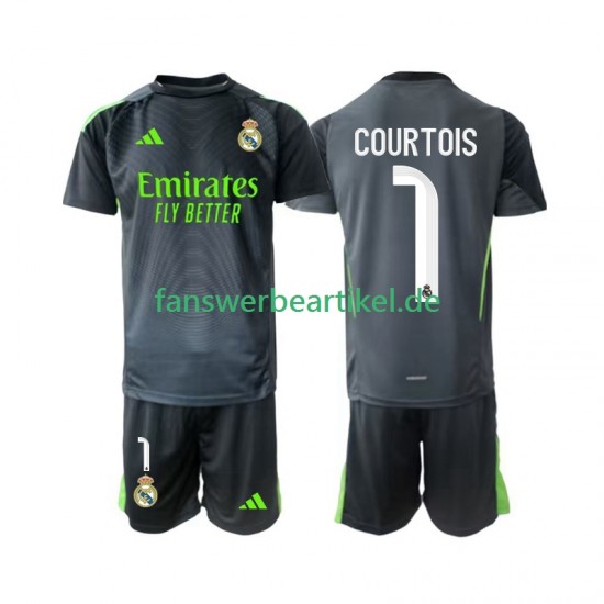 Thibaut Courtois 1 Torwart Trikot Real Madrid Kinder Ausweich ausrüstung 2025-2026 Kurzarm