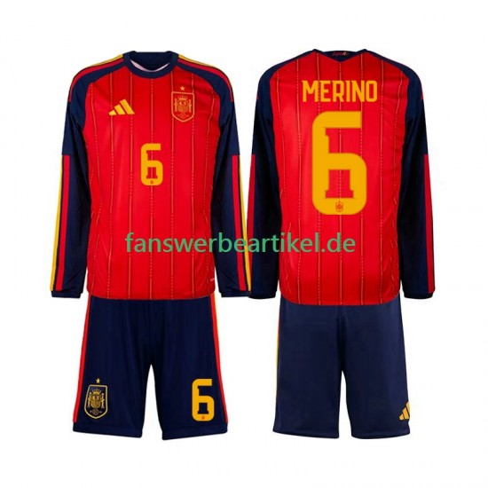 Mikel Merino 6 Trikot Spanien Kinder Heimausrüstung WM 2026 Langarm