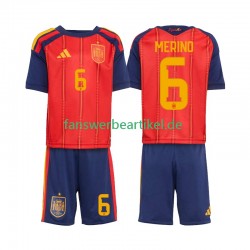 Mikel Merino 6 Trikot Spanien Kinder Heimausrüstung WM 2026 Kurzarm
