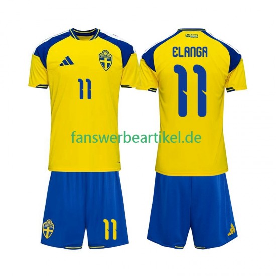Anthony Elanga 11 Trikot Schweden Kinder Heimausrüstung 2026 Kurzarm