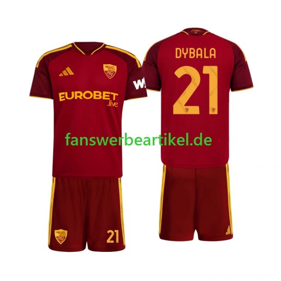 Paulo Dybala 21 Trikot AS Rom Kinder Heimausrüstung 2026-2027 Kurzarm