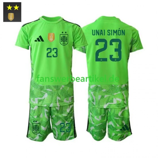 Unai Simon 23 Torwart Trikot Spanien Kinder Ausweich ausrüstung 2026-2027 Kurzarm