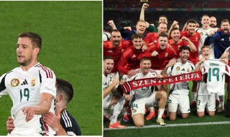 Szoboszlai hält das Trikot mit der Nummer 19 hoch