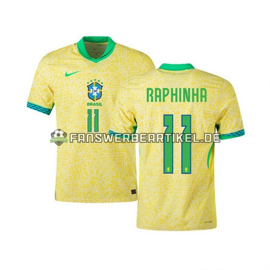 RAPHINHA 11 Trikot Brasilien Herren Heimausrüstung 2024 Kurzarm