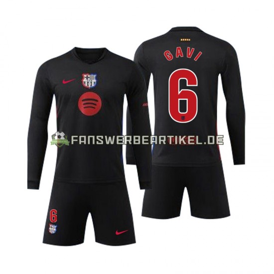 Gavi 6 Trikot FC Barcelona Kinder Auswärtsausrüstung 2024-2025 Langarm