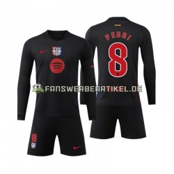 Pedri 8 Trikot FC Barcelona Kinder Auswärtsausrüstung 2024-2025 Langarm