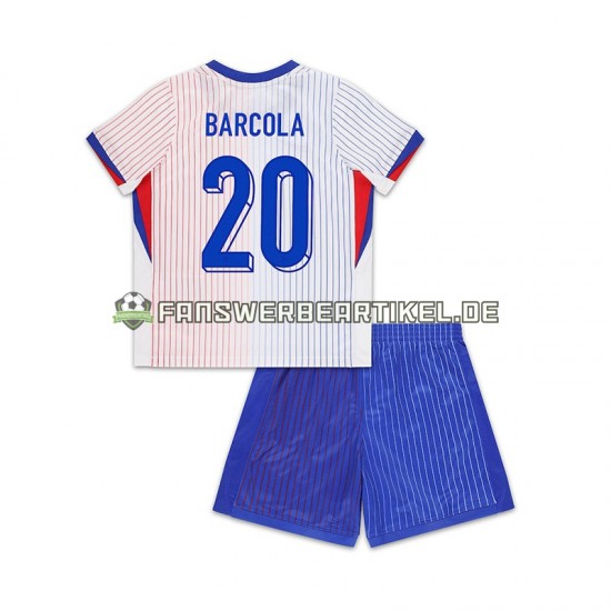 Bradley Barcola 20 Trikot Frankreich Kinder Auswärtsausrüstung 2024 Kurzarm