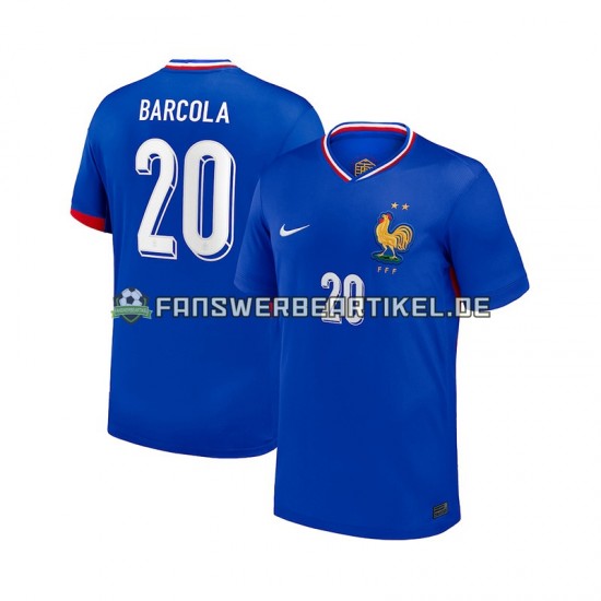 Bradley Barcola 20 Trikot Frankreich Herren Heimausrüstung 2024 Kurzarm