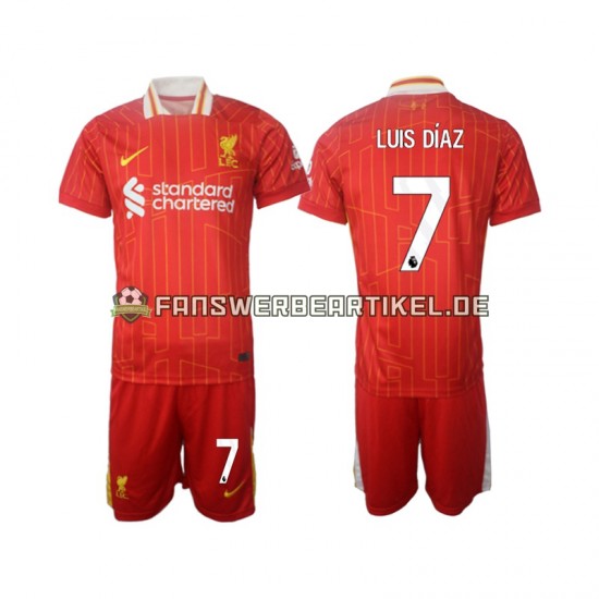 Luis Diaz 7 Trikot Liverpool Kinder Heimausrüstung 2024-2025 Kurzarm