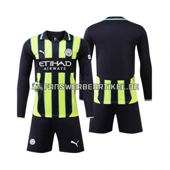 Trikot Manchester City Kinder Auswärtsausrüstung 2024-2025 Langarm