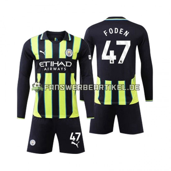 Phil Foden 47 Trikot Manchester City Kinder Auswärtsausrüstung 2024-2025 Langarm