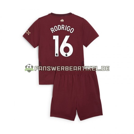 RODRIGO 16 Trikot Manchester City Kinder Ausweich ausrüstung 2024-2025 Kurzarm