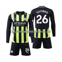 Savinho 26 Trikot Manchester City Kinder Auswärtsausrüstung 2024-2025 Langarm