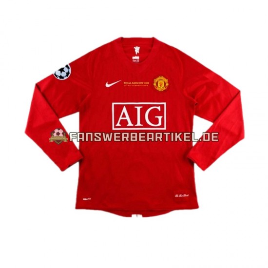 Champion League Retro 2007 Trikot Manchester United Herren Heimausrüstung Langarm