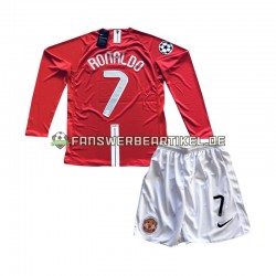 Cristiano Ronaldo 7 Champion League Retro 2007 Trikot Manchester United Kinder Heimausrüstung Langarm