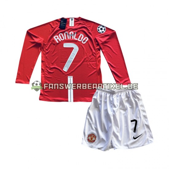 Cristiano Ronaldo 7 Champion League Retro 2007 Trikot Manchester United Kinder Heimausrüstung Langarm